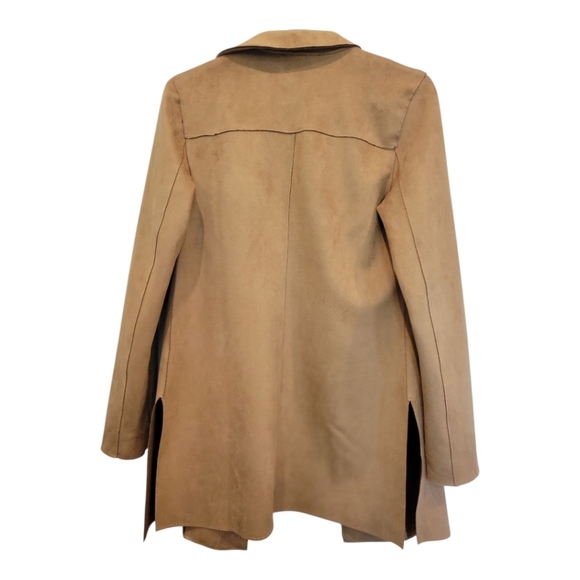 Bellina XS Faux Suede Tan Open Front Long Jacket NWOT - Picture 7 of 9